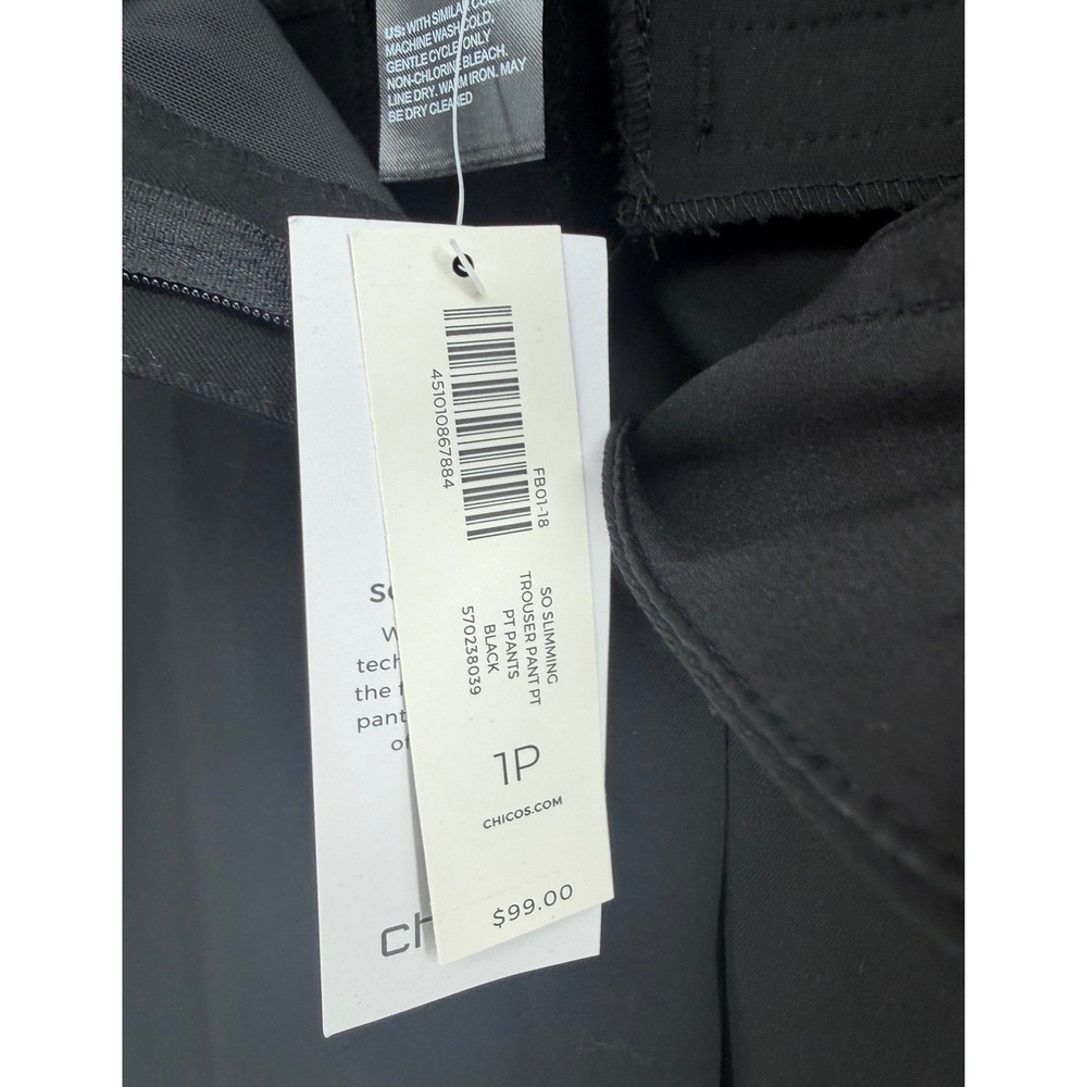 NWT Chicos So Slimming Trouser Pants Black Straight Leg Petite 1P 8P NEW - Picture 4 of 8